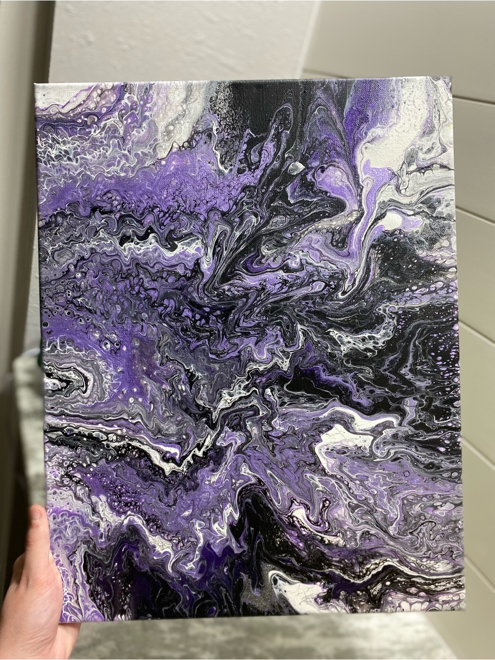 Hand Crafted Purple and Black Swirl Painting - Picture 6 of 7